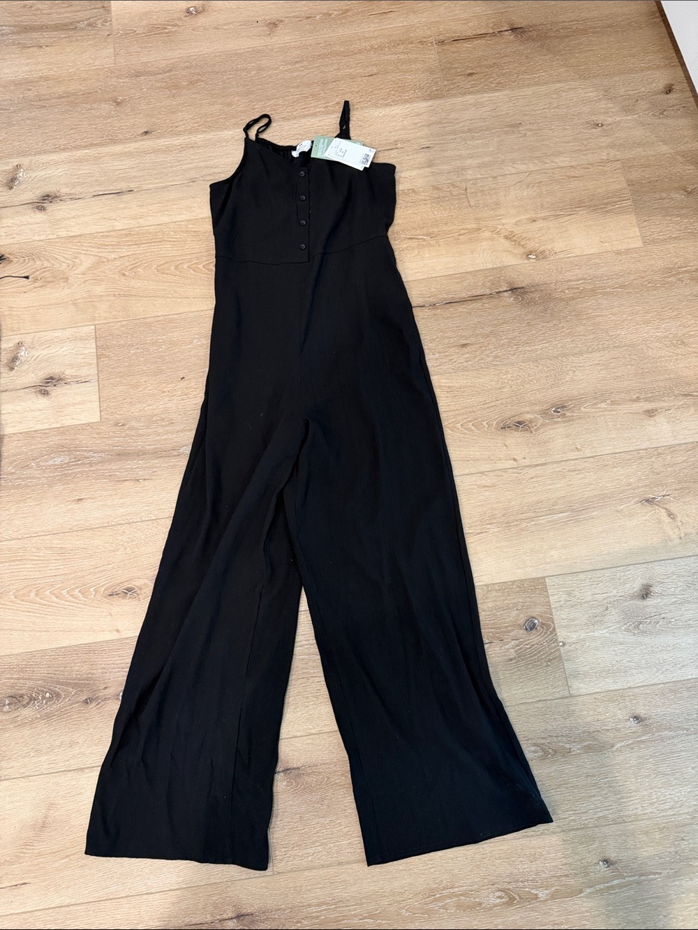 H&M Black Wide-Leg Button-Front Jumpsuit